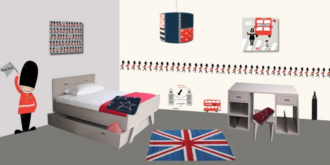 deco chambre fille theme londres