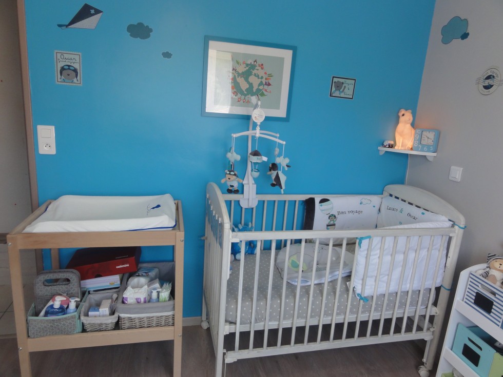 deco chambre garcon bleu et gris