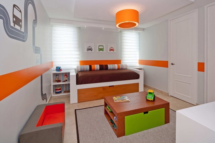 deco chambre orange et blanc