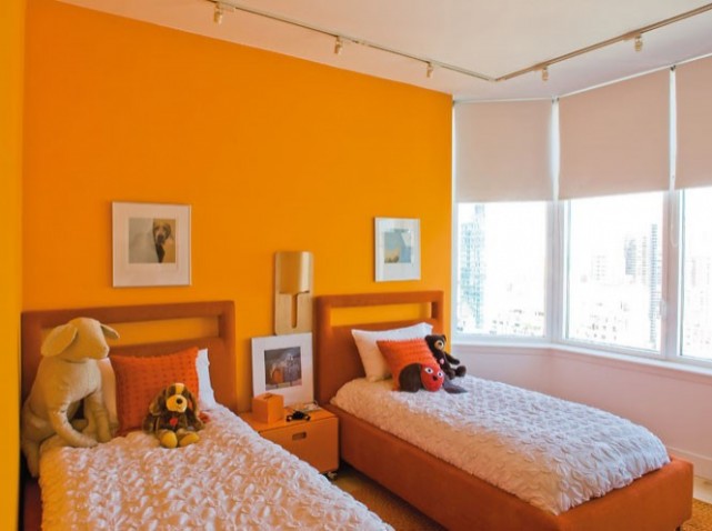 deco chambre orange et blanc