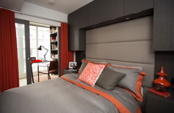decoration chambre orange et gris