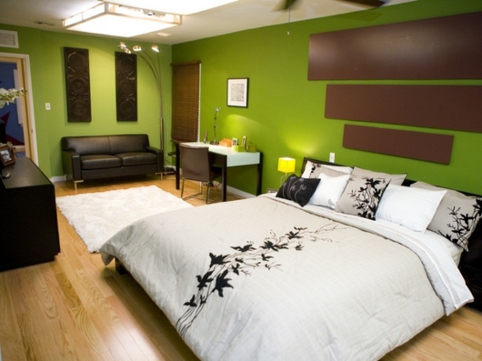deco de chambre vert et marron
