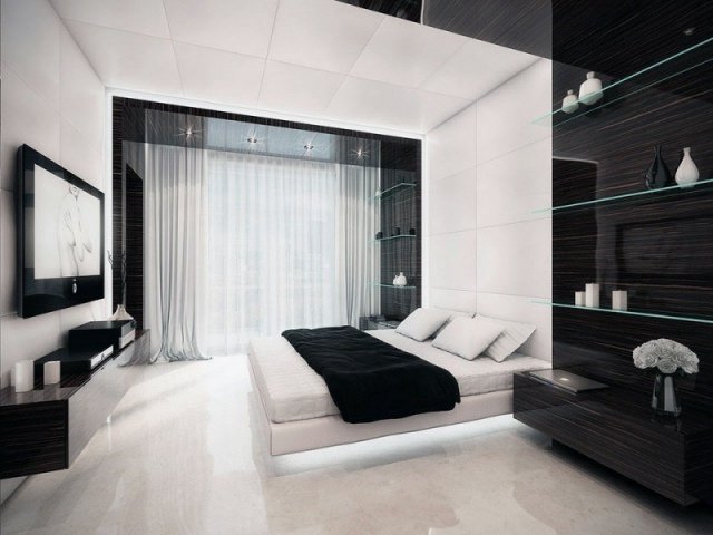 decoration chambre a coucher noir et blanc