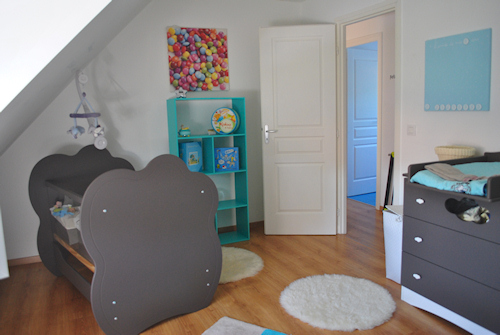 deco chambre bebe taupe turquoise
