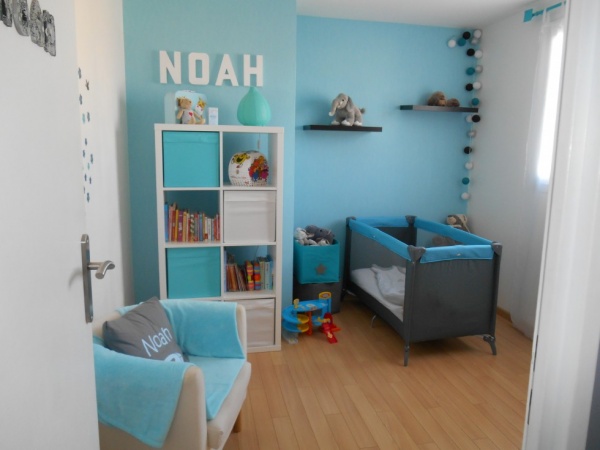 deco chambre bebe taupe turquoise