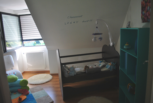 deco chambre bebe taupe turquoise