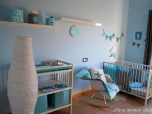 deco chambre bebe taupe turquoise