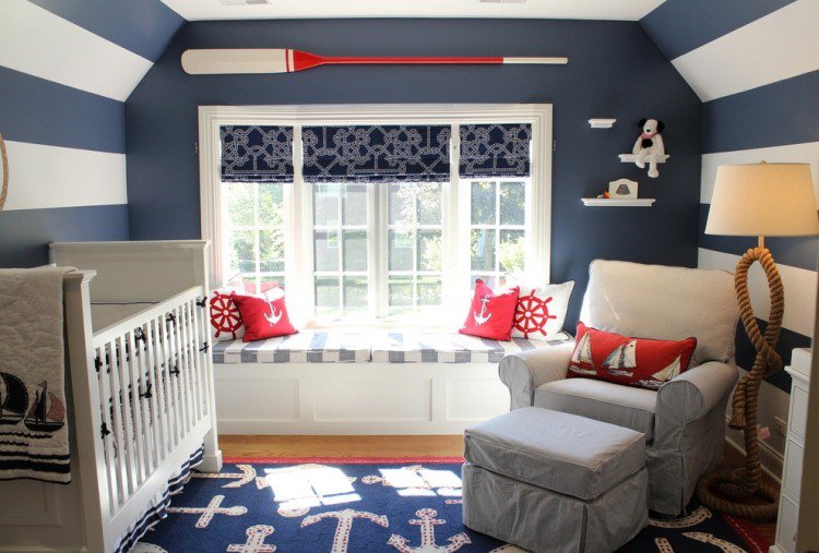 deco chambre garcon bleu et rouge