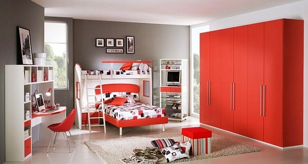 deco chambre garcon rouge et gris