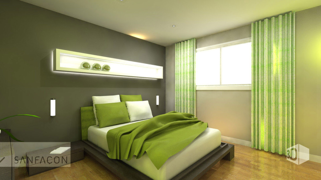 decoration chambre vert et gris