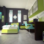 decoration chambre vert et gris