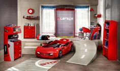 deco chambre garcon gris et rouge