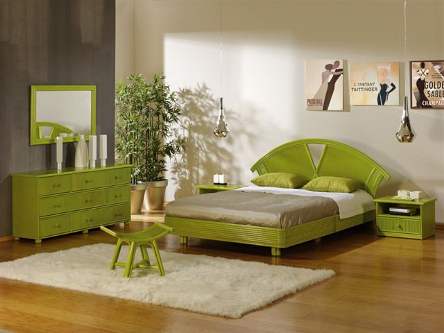 deco chambre vert anis et blanc