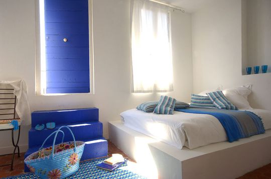 decoration chambre en bleu et blanc