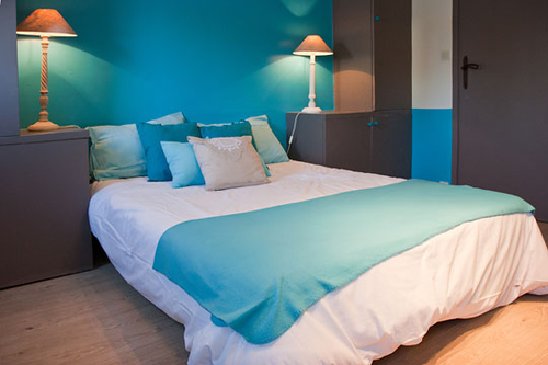 decoration chambre en bleu et blanc