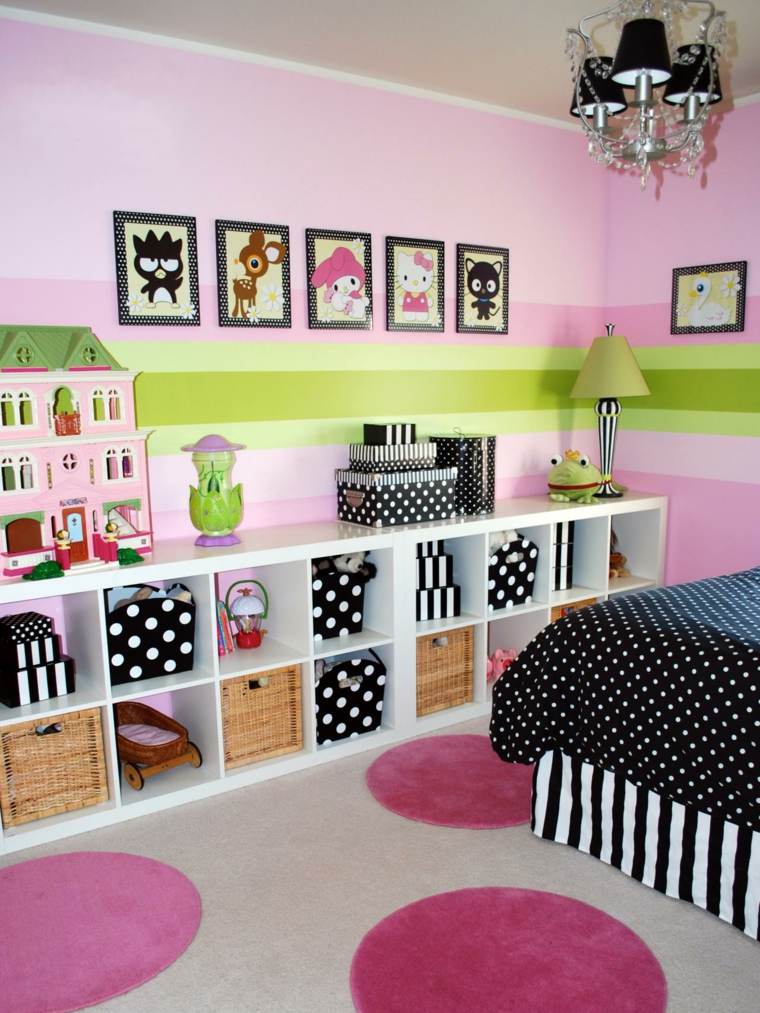 decoration chambre fille rose et vert
