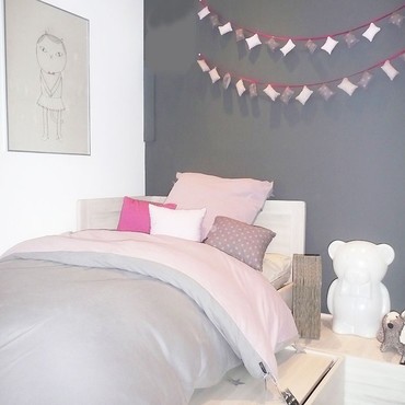 decoration chambre adulte rose et gris