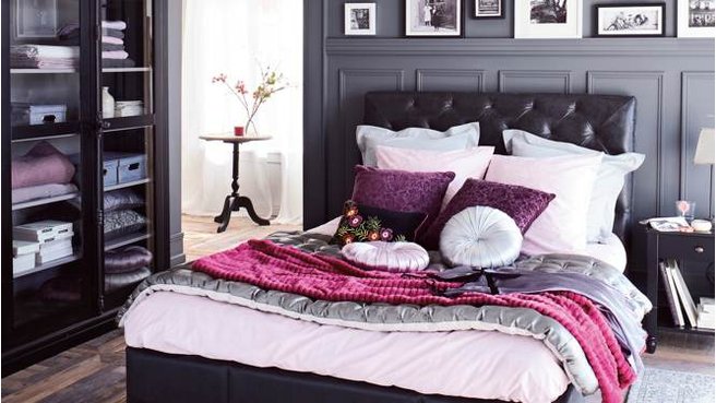 decoration chambre adulte rose et gris