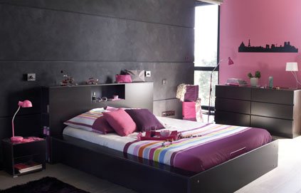 decoration chambre noir et rose