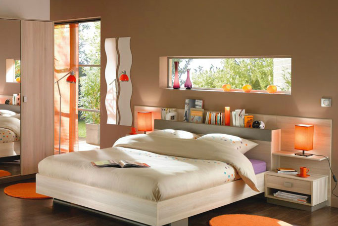 decoration chambre orange marron