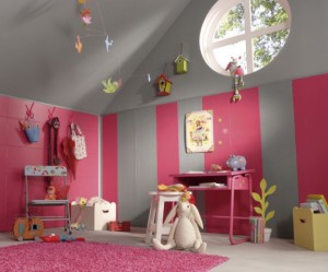 deco chambre fille rose et vert