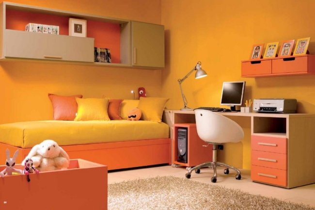decoration chambre orange jaune