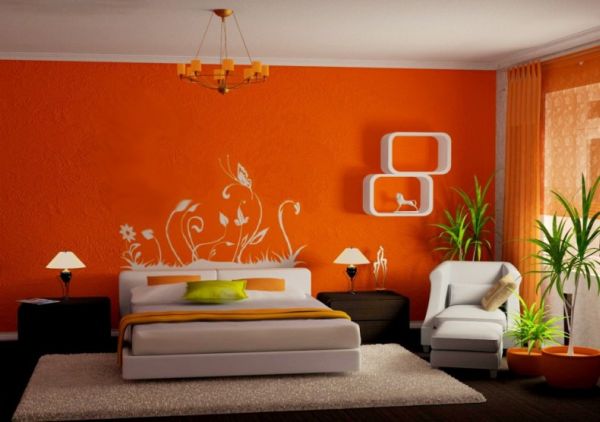 decoration chambre orange jaune