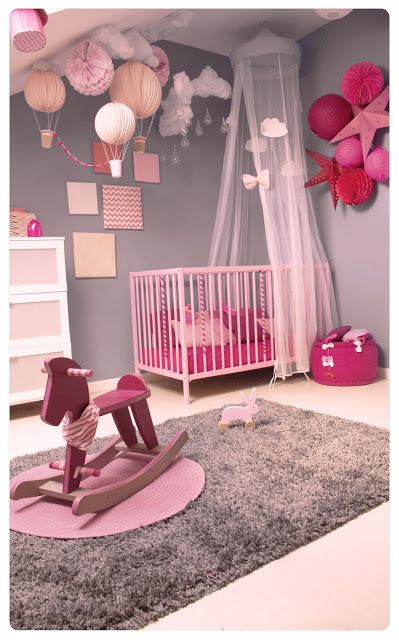 deco chambre bebe fille rose et taupe