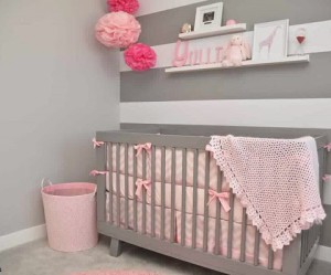 deco chambre bebe fille taupe et rose