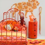 deco chambre fille rose orange