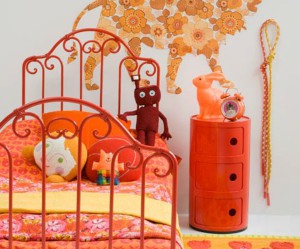 deco chambre fille rose orange