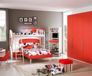 deco de chambre gris et rouge
